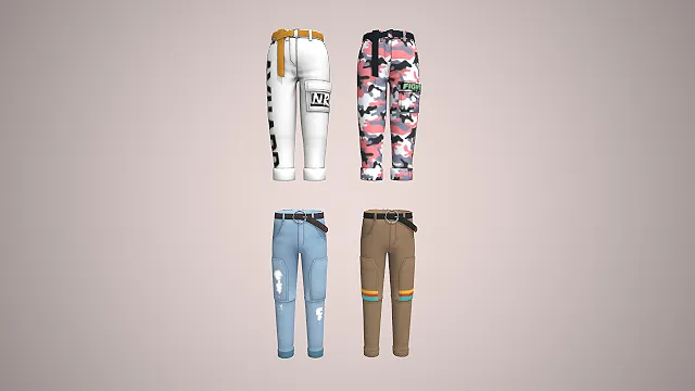 工装休闲裤  街头潮流风  腰带装饰  卡通风