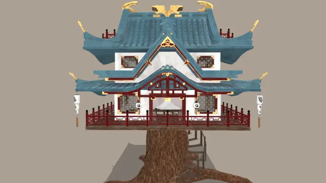 树屋木头制作房屋风格化古建筑