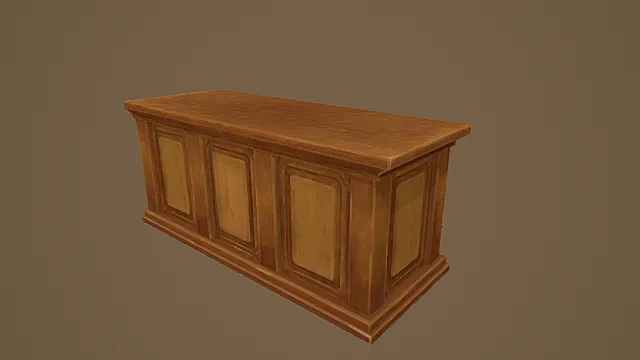 卡通风格复古木质储物柜3D模型