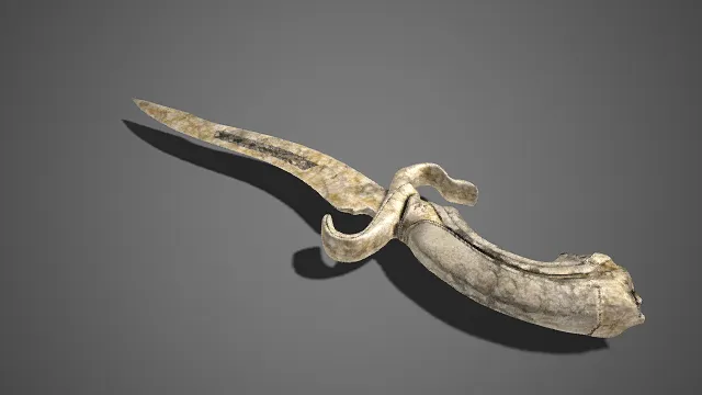 复古  暗黑风格  弯刃  奇幻  石纹质感  精细雕花