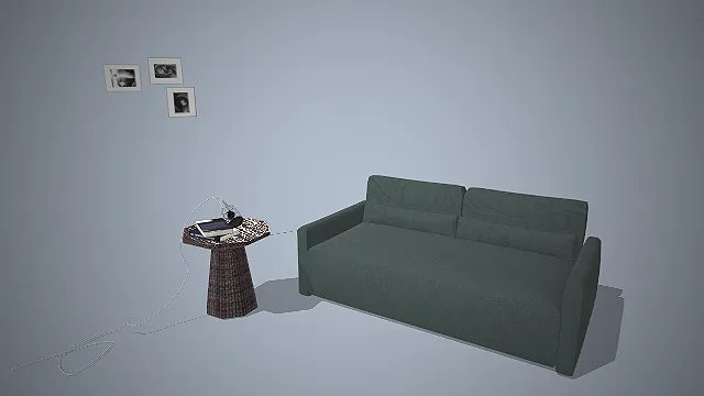 现代简约  深绿布艺  双人沙发  休闲舒适