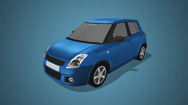 宝蓝色小型五门轿车 3D 模型