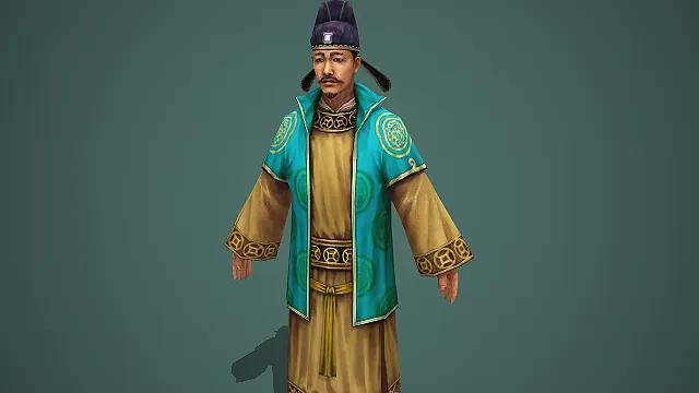 古风富商员外角色游戏 NPC 模型