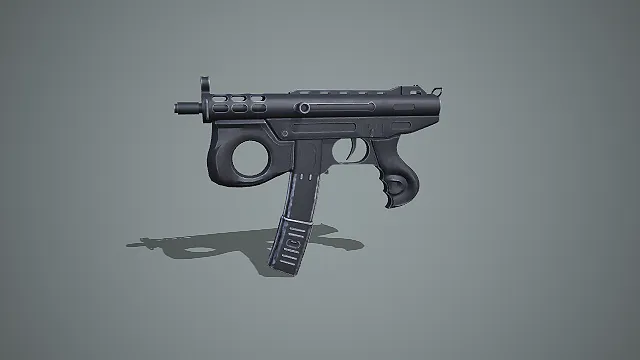 折叠托大弹鼓突击步枪 3D 模型 现代军事枪械道具资产