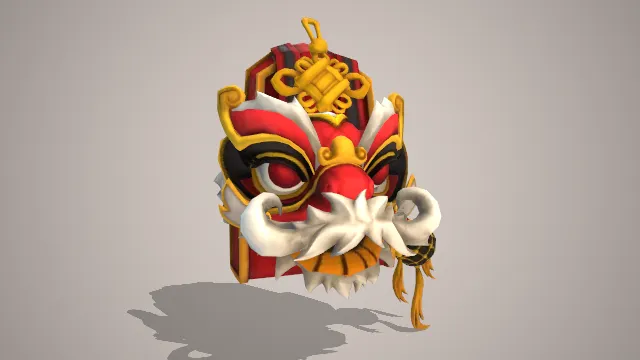 红色龙头背包挂有绣球