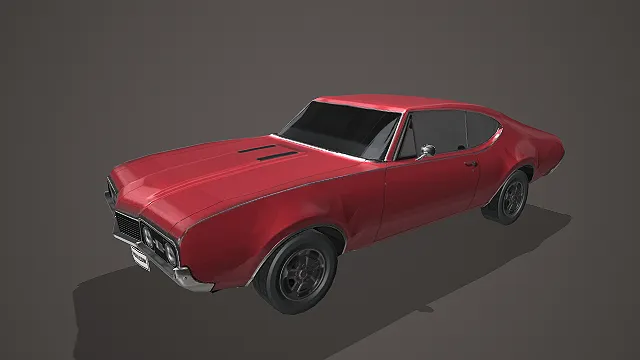 红色复古雪佛兰 Chevelle 肌肉车带双进气口写实模型