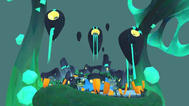 蘑菇的底部科幻场景