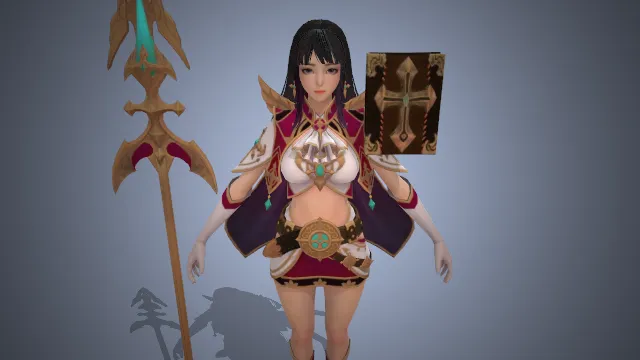 神职风格 法杖 圣书 华丽服饰 露脐造型