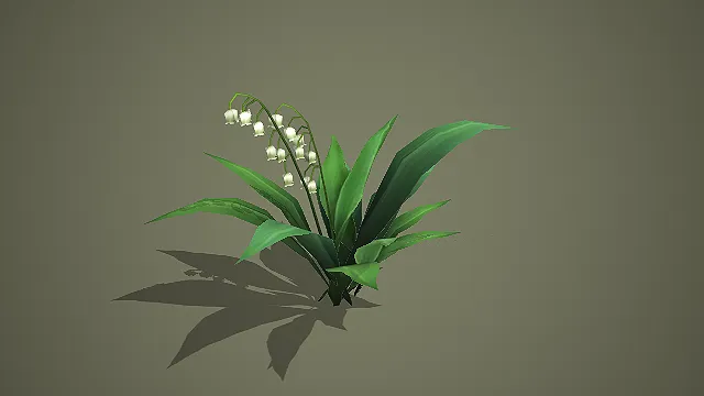 低模铃兰白花植株 3D 模型 游戏场景清新草本素材