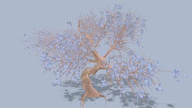 好看的树植物蓝色树叶风格化