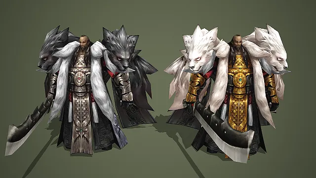 双色狼首重甲武将角色套装模型