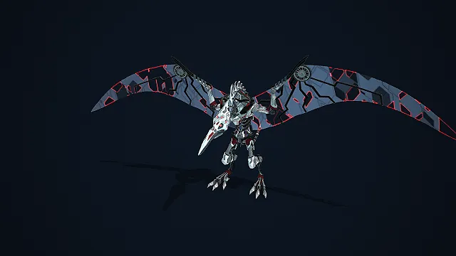 红纹机甲翼龙：赤焰骸翼科幻机械翼龙模型