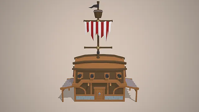 船形建筑  卡通渲染  航海酒馆  奇幻场景