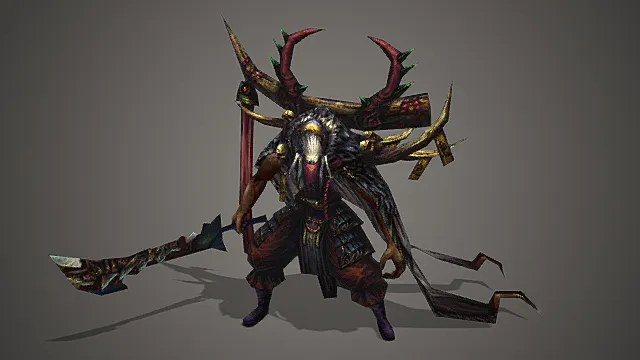 妖界亡诏古殿鬼面妖角战鬼模型