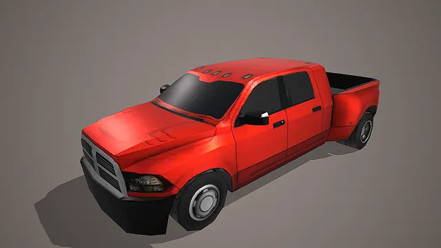 红色道奇公羊皮卡写实汽车模型