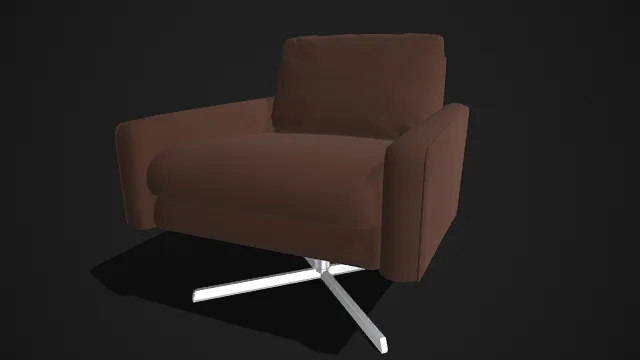 现代风格  单人休闲椅  棕褐色布艺软包  金属五星脚底座  简约舒适  休闲放松  家具单品