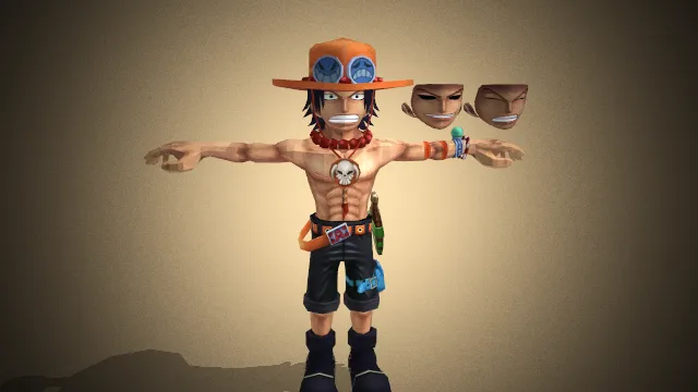 日本动漫《海贼王》中的角色，波特卡斯·D·艾斯的3d手办模型