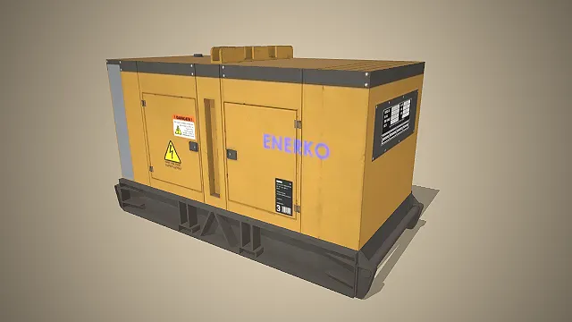 一款黄黑配色的，写实风格柴油发电机组3D模型