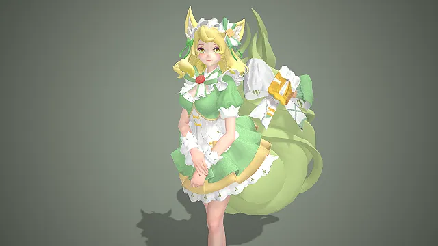 王者荣耀妲己  女仆咖啡  狐耳狐尾  软萌甜妹