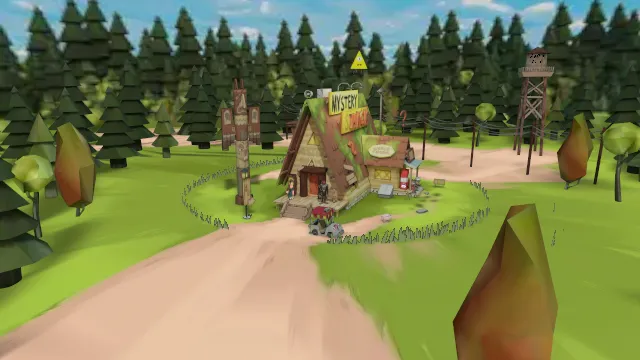 森林树林房屋建筑场景松树