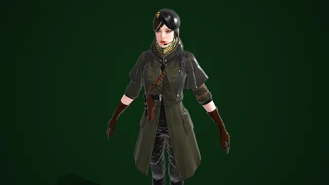 女特工   工装风衣  战地风  战术装备  3D 女性角色模型  装具设计  军事题材  