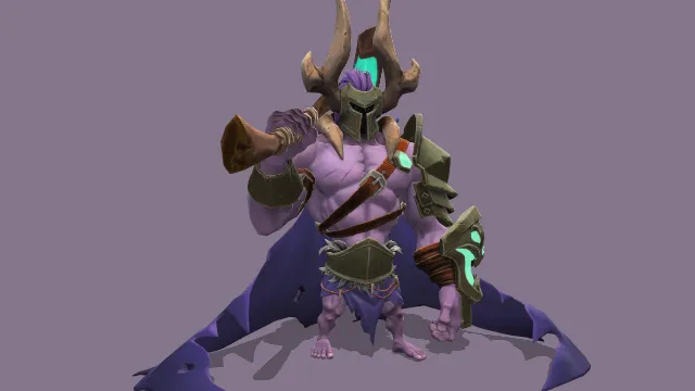 风格化野蛮人游戏角色人物模型武器