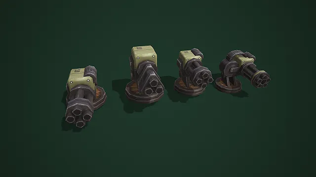 军绿风多形态加特林炮塔 3D 模型