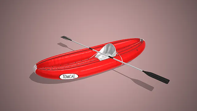 一个户外探险风格的3D充气皮划艇模型