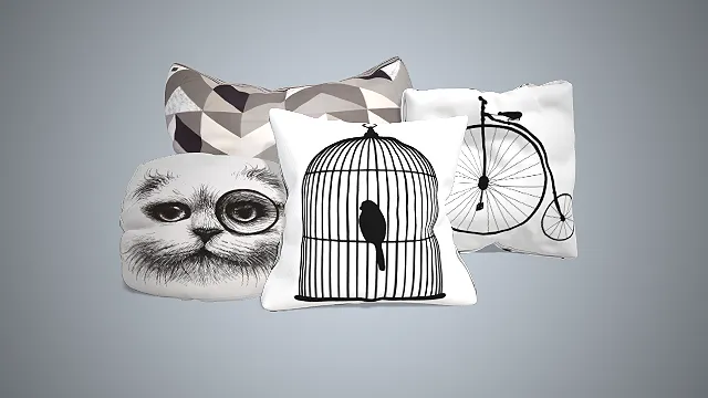 艺术风抱枕  极简线条  动物元素  插画靠垫