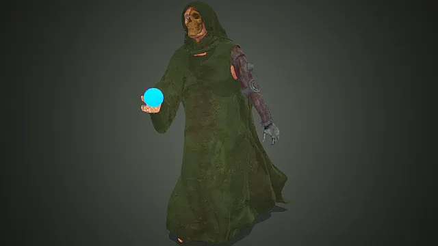 废弃法坛场景残躯咒术老者模型