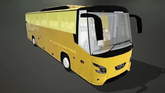 全景透视校车 座椅布局 透明车窗 安全标识 长形车身
