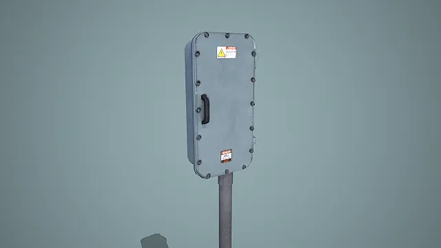 户外立柱式防爆高压配电箱 3D 模型 工业电气柜场景道具