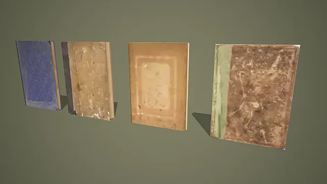 四款复古做旧硬壳书籍 3D 模型套装