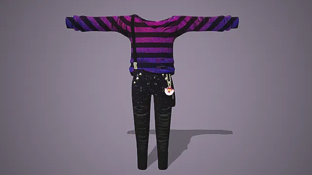  都市潮流街区场景酷潮猫系街头套装模型