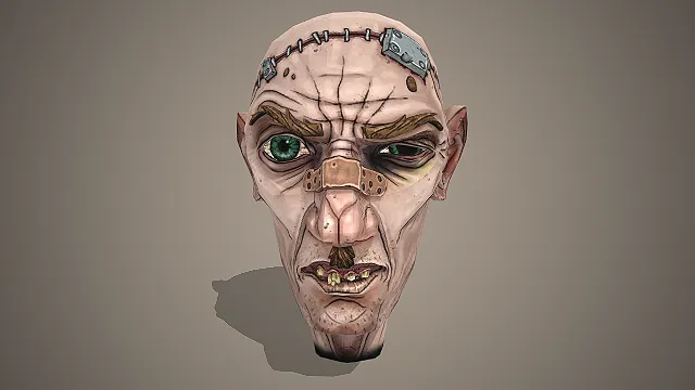 缝合怪人头像  废土改造风  缝线拼接  颅骨补丁