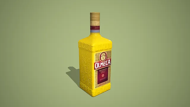 奥美加金标龙舌兰方瓶 3D 低多边形墨西哥烈酒模型