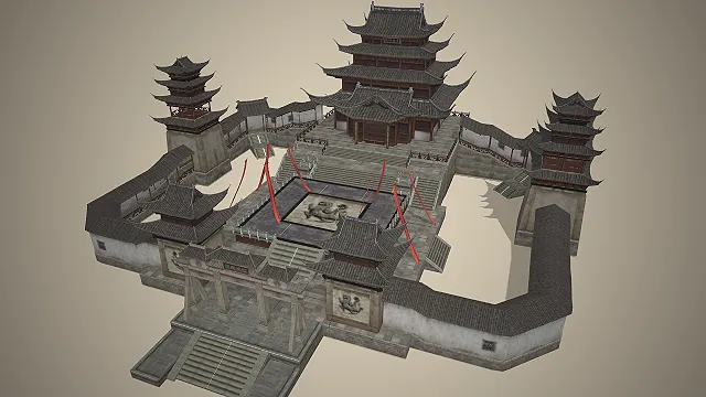 演武场  古风武馆  江湖门派  中式古典  低模写实