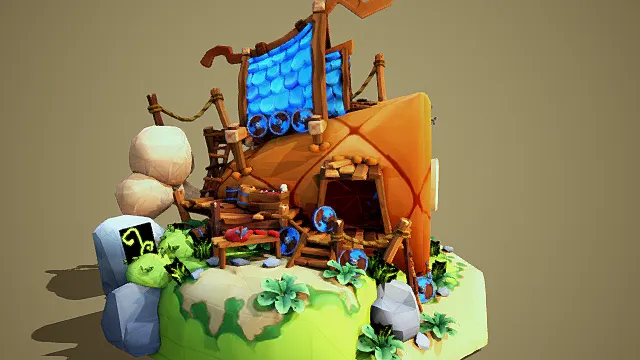 卡通风格创意小屋3D模型，奇幻设计
