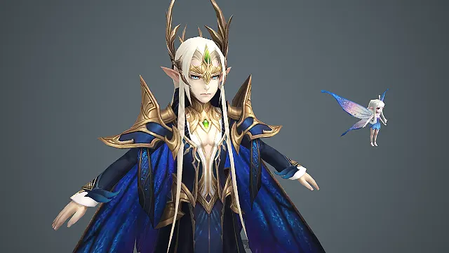 蓝蝶披风精灵王带小精灵随从