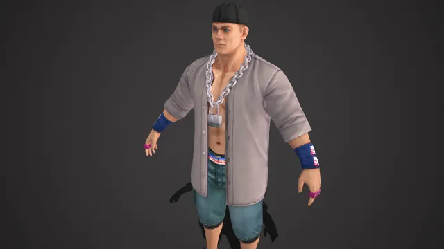 街头潮范风格  游戏角色  壮硕身形  破洞牛仔短裤  休闲潮流  街头穿搭  青年