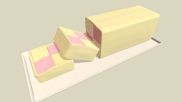 小蛋糕甜点被切下两小块放在盘子里