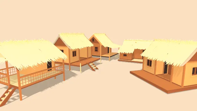 卡通风格化木屋3D模型建筑房子