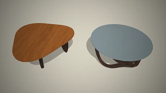 异形茶几组合  曲线支架  家具模型  现代简约风
