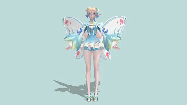 3D卡通风格奇幻柔美人物角色模型，创意设计（3D角色、卡通风格、柔美奇幻风，角色设计主题）