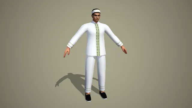 伊斯兰风格白色传统服饰男性角色 3D 模型
