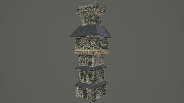 复古石砌多层塔楼3D模型