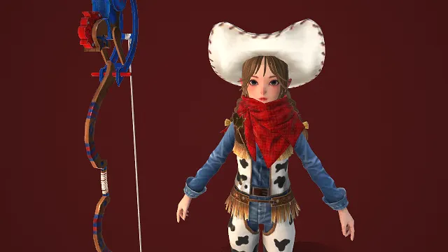 奶牛纹装扮  牛仔服饰  西部风格  弓箭手  流苏装饰装扮