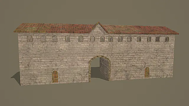 复古石砌带拱门洞建筑3D模型