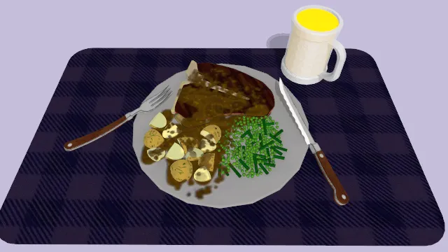 牛排晚餐有刀叉啤酒盘子