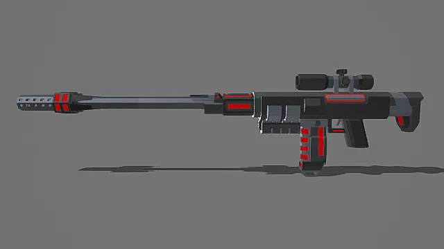 赛博暗战风红芒狙击步枪3D模型